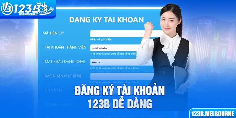 Đăng ký tài khoản 123B dễ dàng
