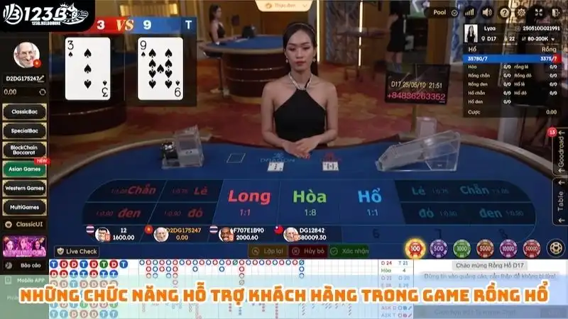 Những chức năng hỗ trợ khách hàng trong game rồng hổ