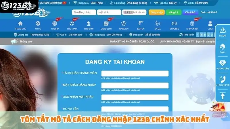 Hướng dẫn đăng nhập 123B - Trải nghiệm trong tích tắc Hướng dẫn đăng nhập 123B chính xác nhất