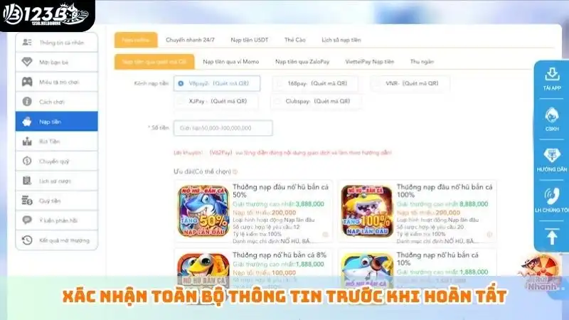 Xác nhận toàn bộ thông tin trước khi hoàn tất