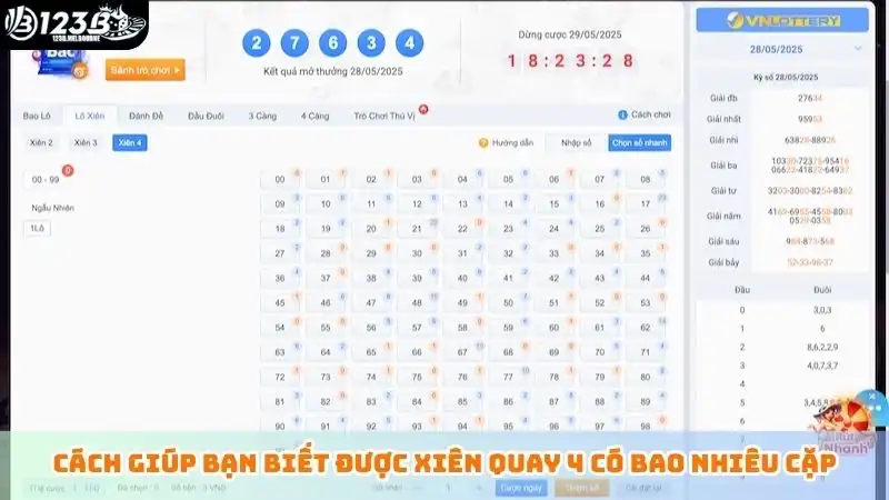 Cách giúp bạn biết được xiên quay 4 có bao nhiêu cặp