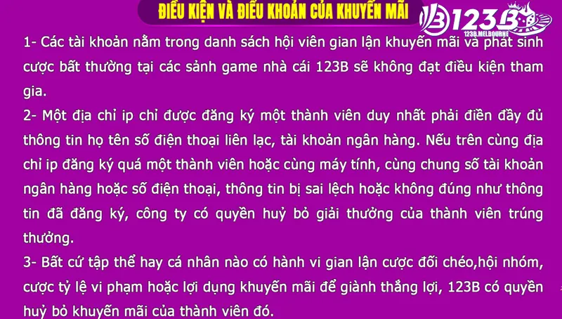 Điều kiện điều khoản khi tham gia Phúc lợi 123B khi giới thiệu bạn bè